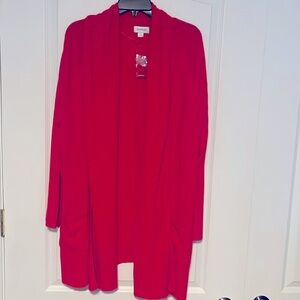 Avenue Red Cardigan Shawl Collar Sweater